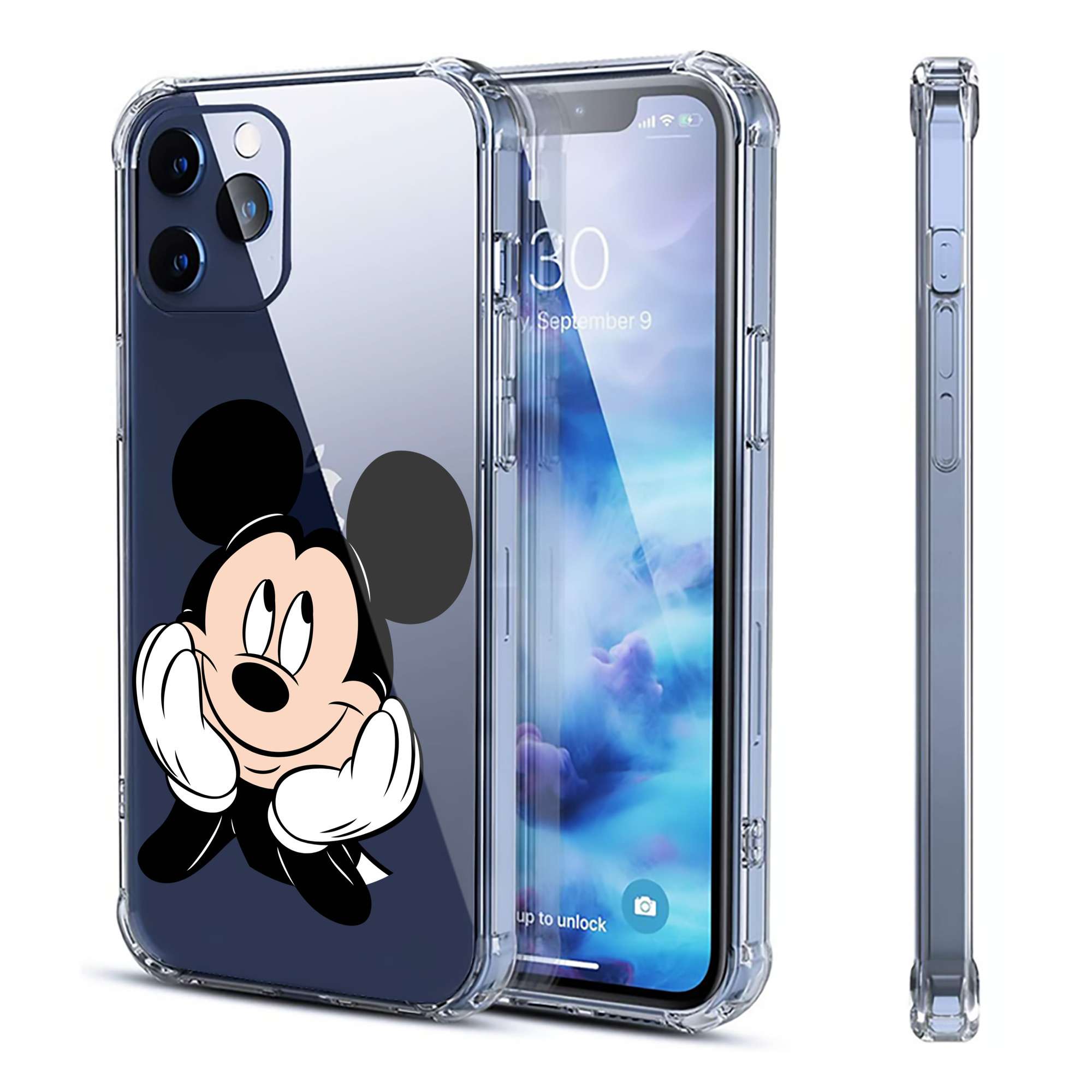 （画像用） ミッキーマウス Mickey Mouse 【iPhone 12シリーズ対応】透明スマホケース（クリアソフトケース）
